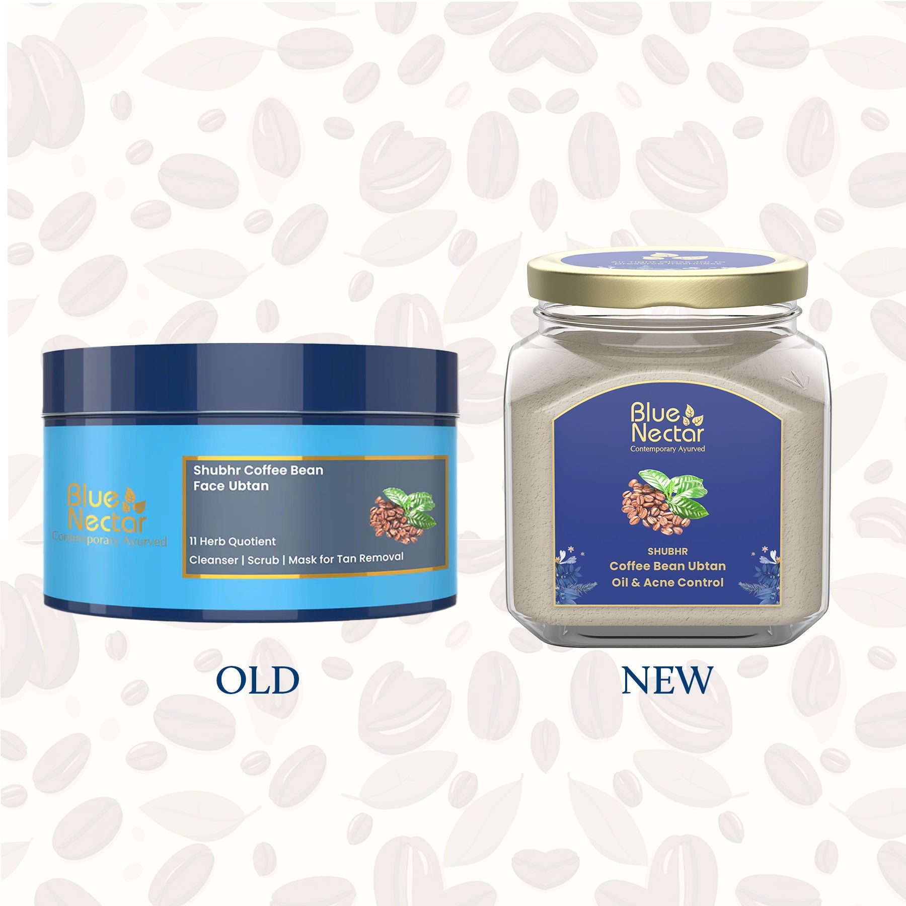 Blue Nectar Coffee Bean Ubtan Face Pack & Mask for Skin Repair & Detan (11 Herbs)