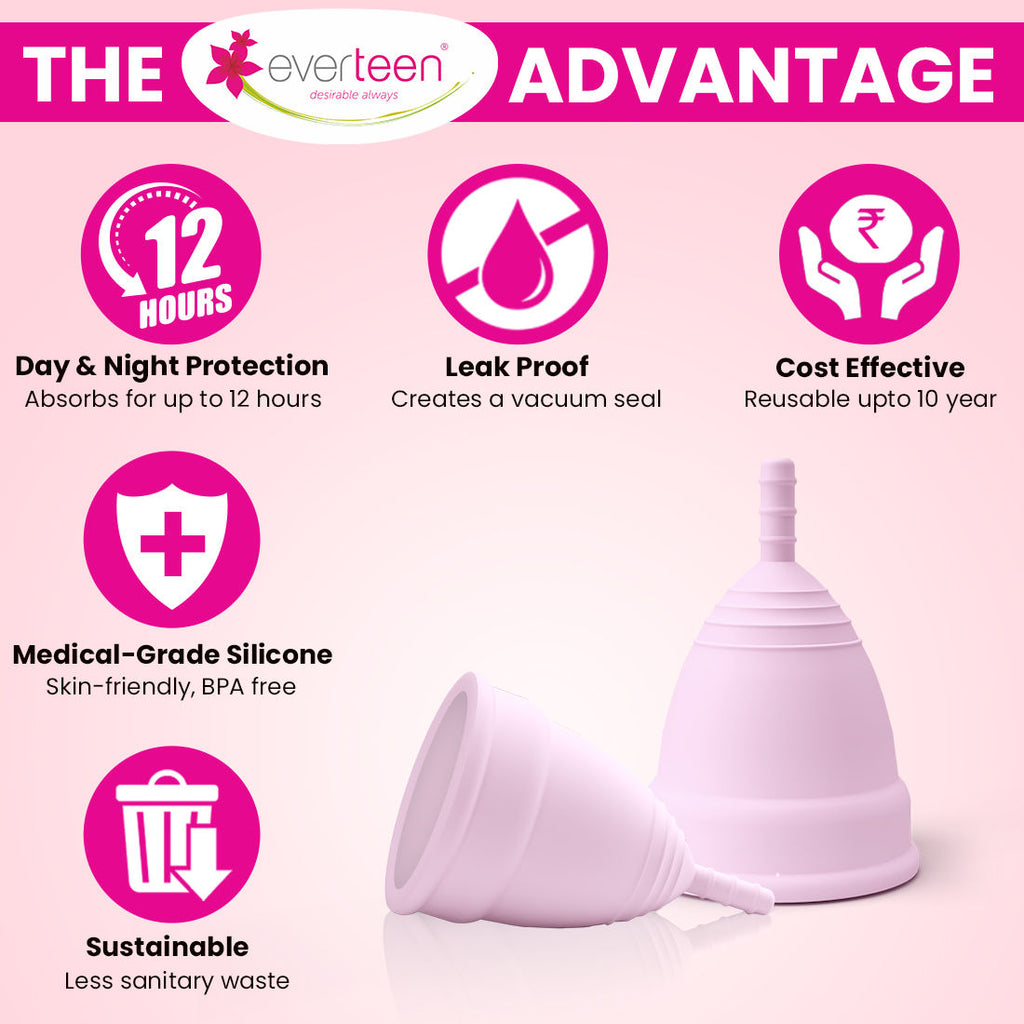 Everteen Menstrual Cup (S) for Women - 12 hours Leak-Proof Protection
