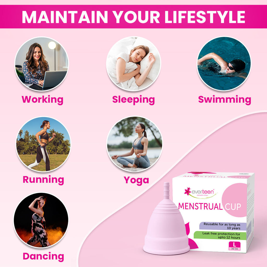 Everteen Menstrual Cup (S) for Women - 12 hours Leak-Proof Protection