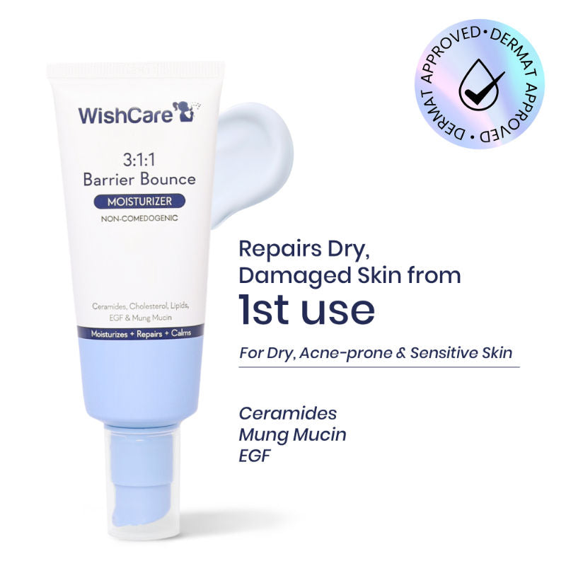 WishCare 3:1:1 Barrier Bounce Moisturizer for Dry Skin with Ceramides &Mung Mucin for Barrier Repair