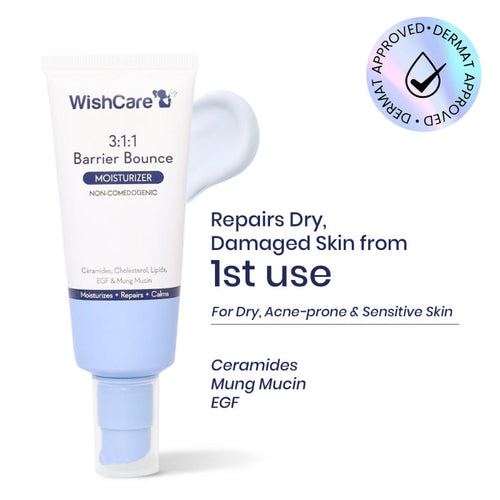 WishCare 3:1:1 Barrier Bounce Moisturizer for Dry Skin with Ceramides &Mung Mucin for Barrier Repair