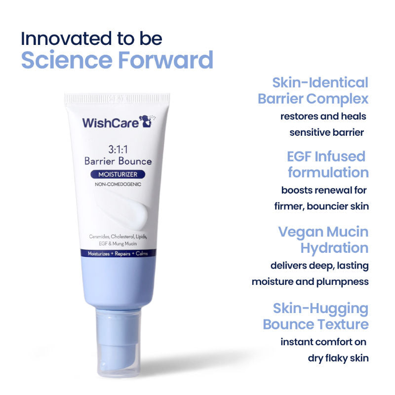 WishCare 3:1:1 Barrier Bounce Moisturizer for Dry Skin with Ceramides &Mung Mucin for Barrier Repair