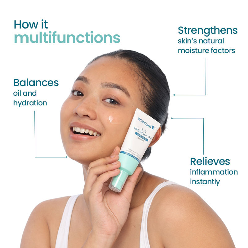 WishCare 2:1:3 NMF Oil Free Water Gel Moisturizer for Oily & Acne Prone Skin with Niacinamide & Cica