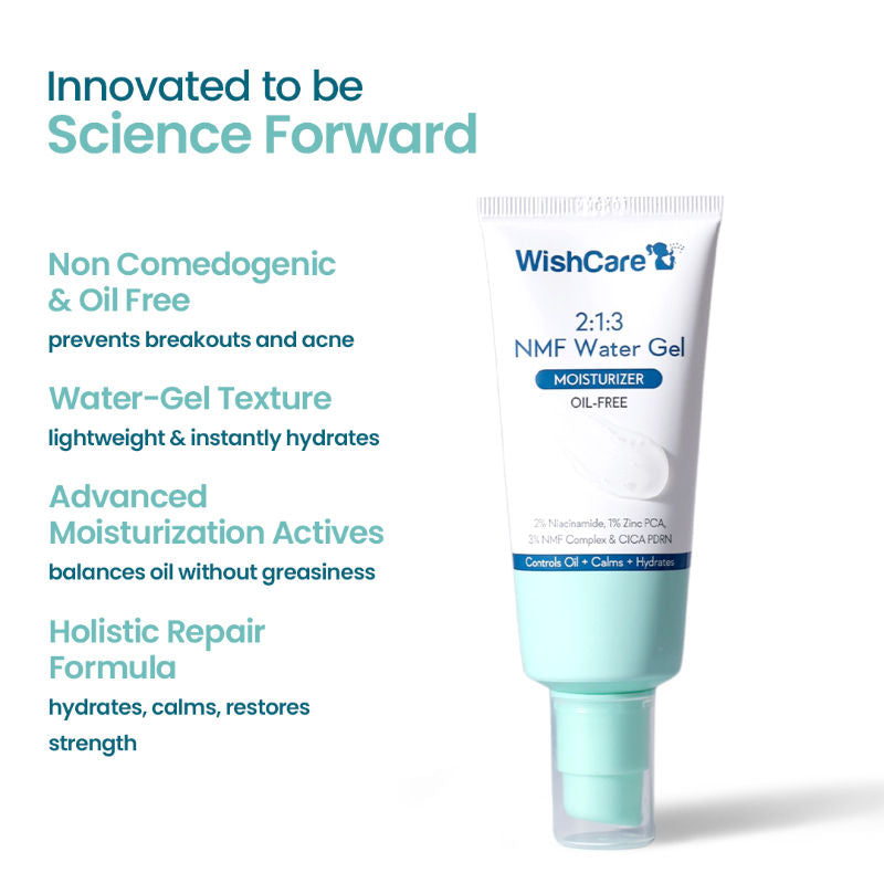 WishCare 2:1:3 NMF Oil Free Water Gel Moisturizer for Oily & Acne Prone Skin with Niacinamide & Cica
