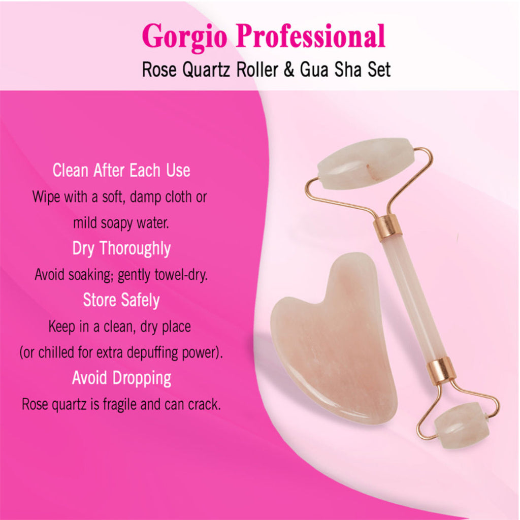 Gorgio Professional Jade Roller + Guasha Set (Colour /Shape May Vary)