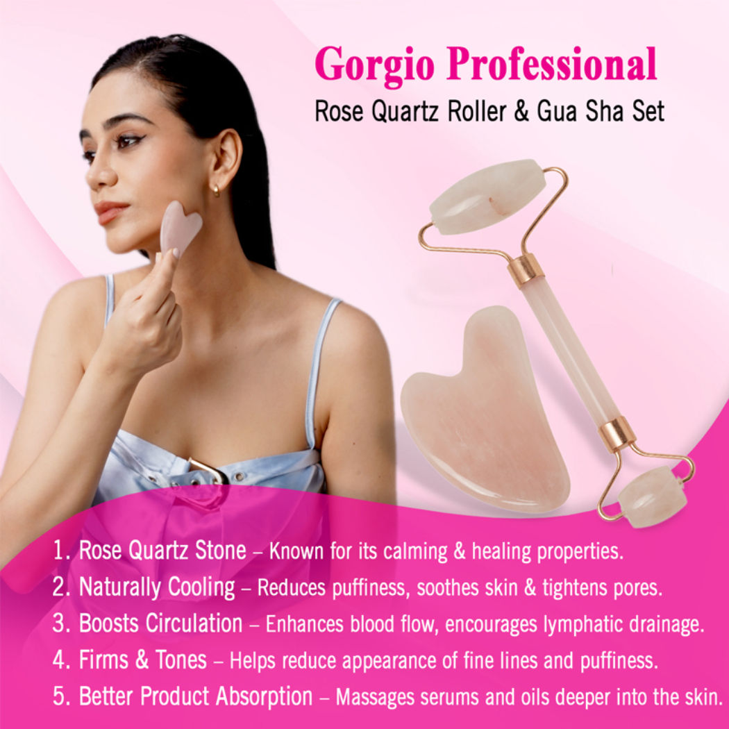 Gorgio Professional Jade Roller + Guasha Set (Colour /Shape May Vary)