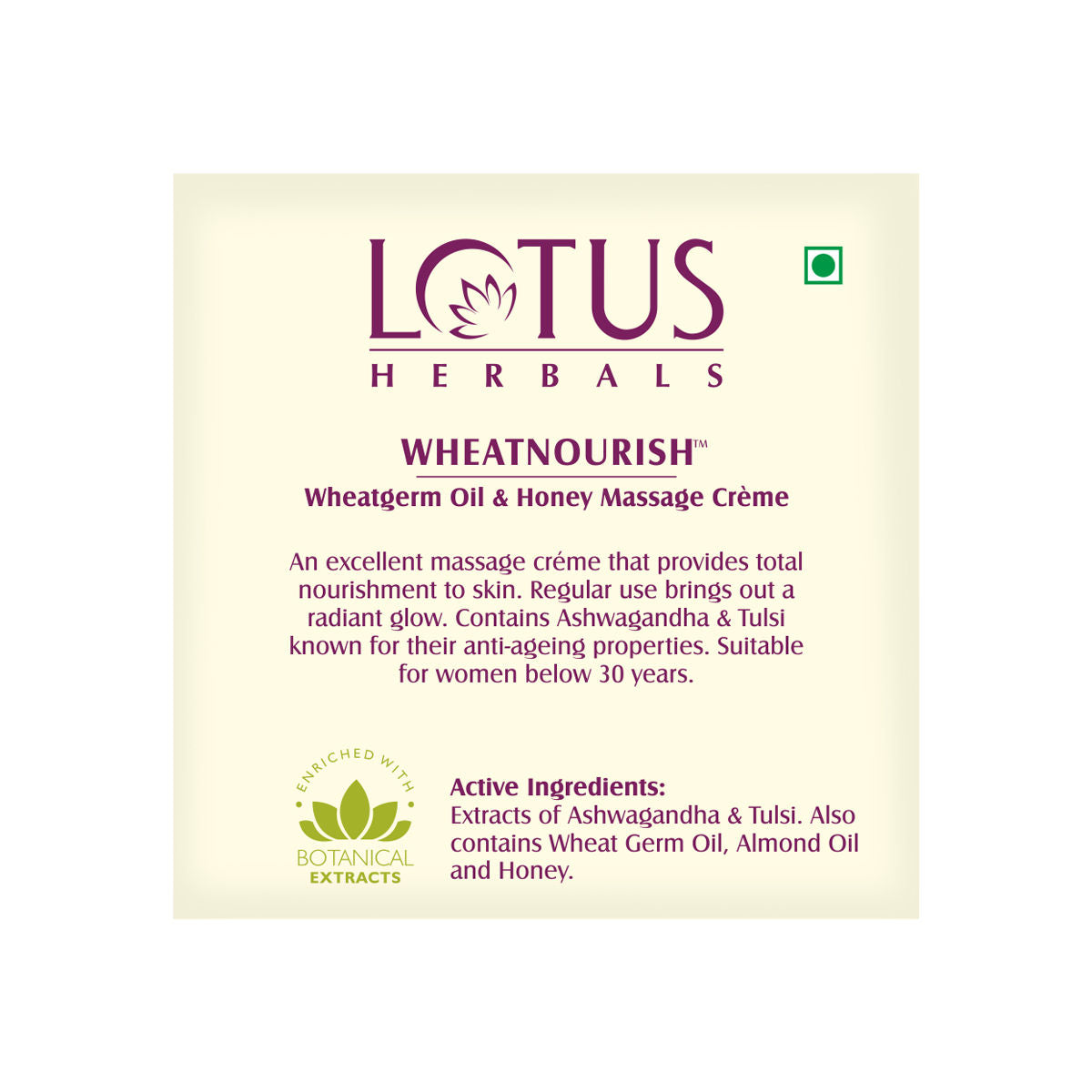 Lotus Herbals Wheatnourish Wheatgerm Oil & Honey Massage Cream