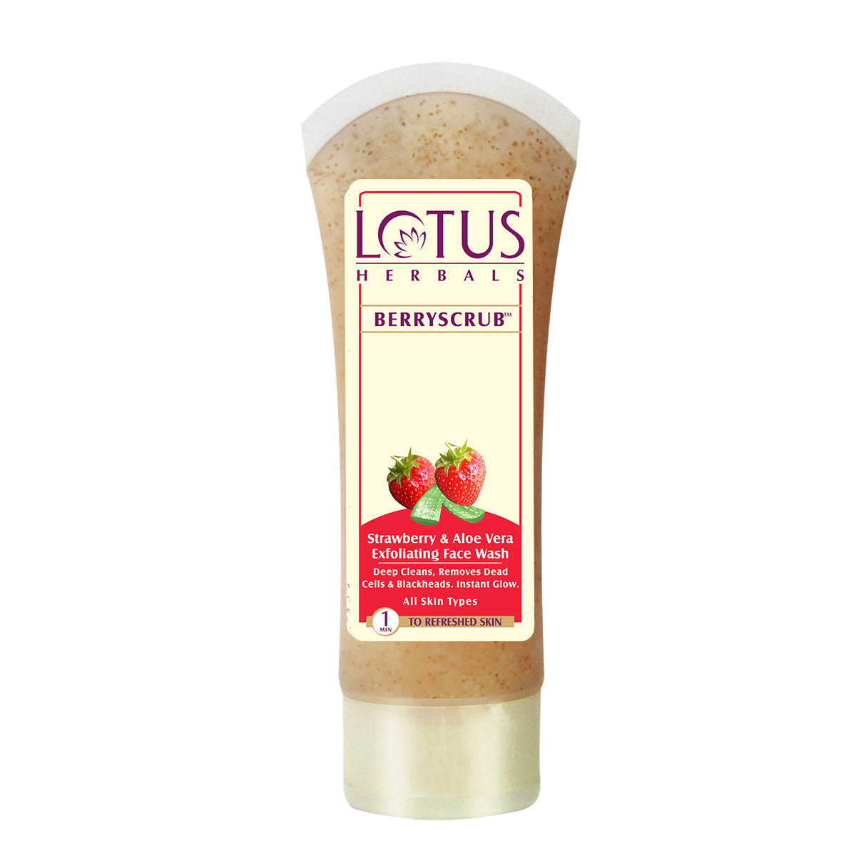 Lotus Herbals Berryscrub Strawberry & Aloe Vera Exfoliating Face Wash, Blackhead Removal