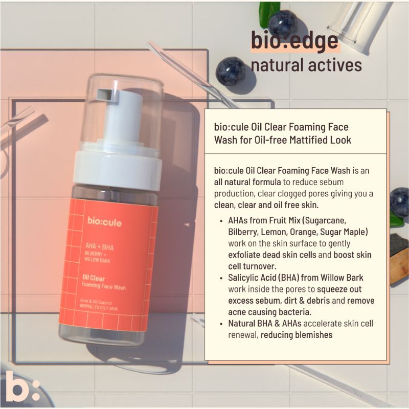 Biocule AHA BHA Oil Clear Foaming Face Wash For Oily & Acne Prone Skin