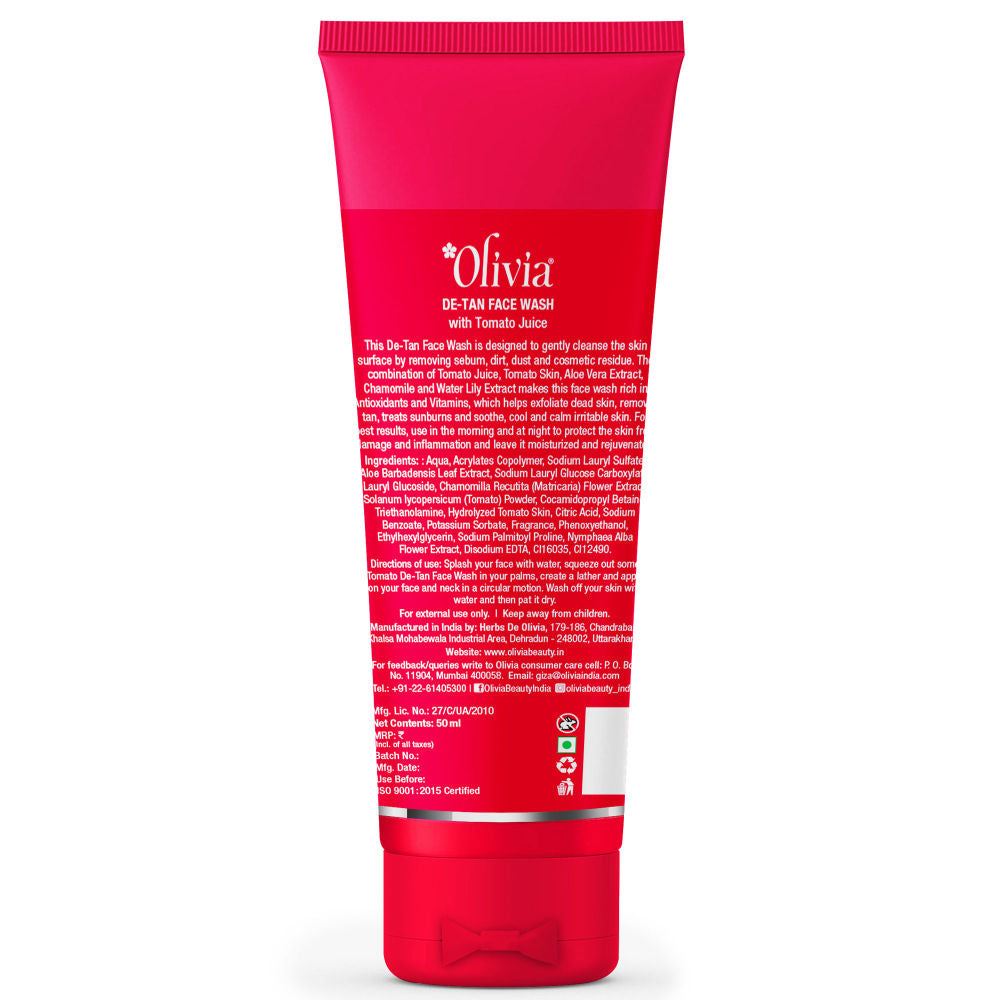 Olivia De-Tan Face Wash – With Tomato Juice for Clear, Bright & Even-Toned Skin