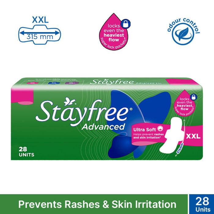 Stayfree Advanced Ultra Soft Sanitary Pads with Cottony Soft Cover XXL for Heavy Flow
