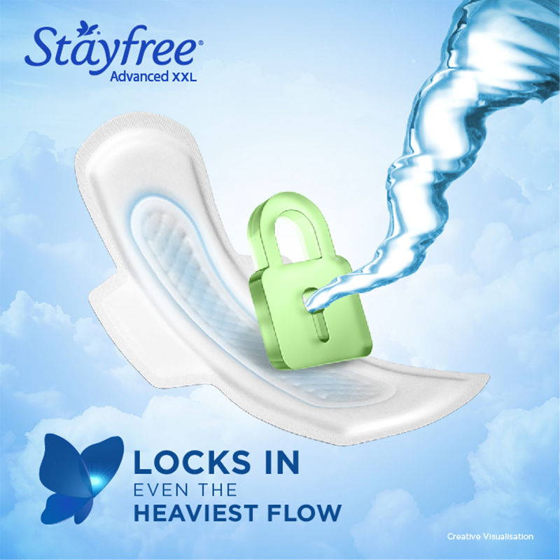 Stayfree Advanced Ultra Soft Sanitary Pads with Cottony Soft Cover XXL for Heavy Flow