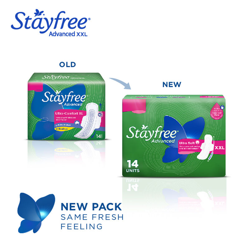 Stayfree Advanced Ultra Soft Sanitary Pads with Cottony Soft Cover XXL for Heavy Flow