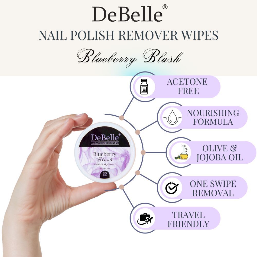 DeBelle Nail Lacquer Remover Wipes - Blueberry Blush