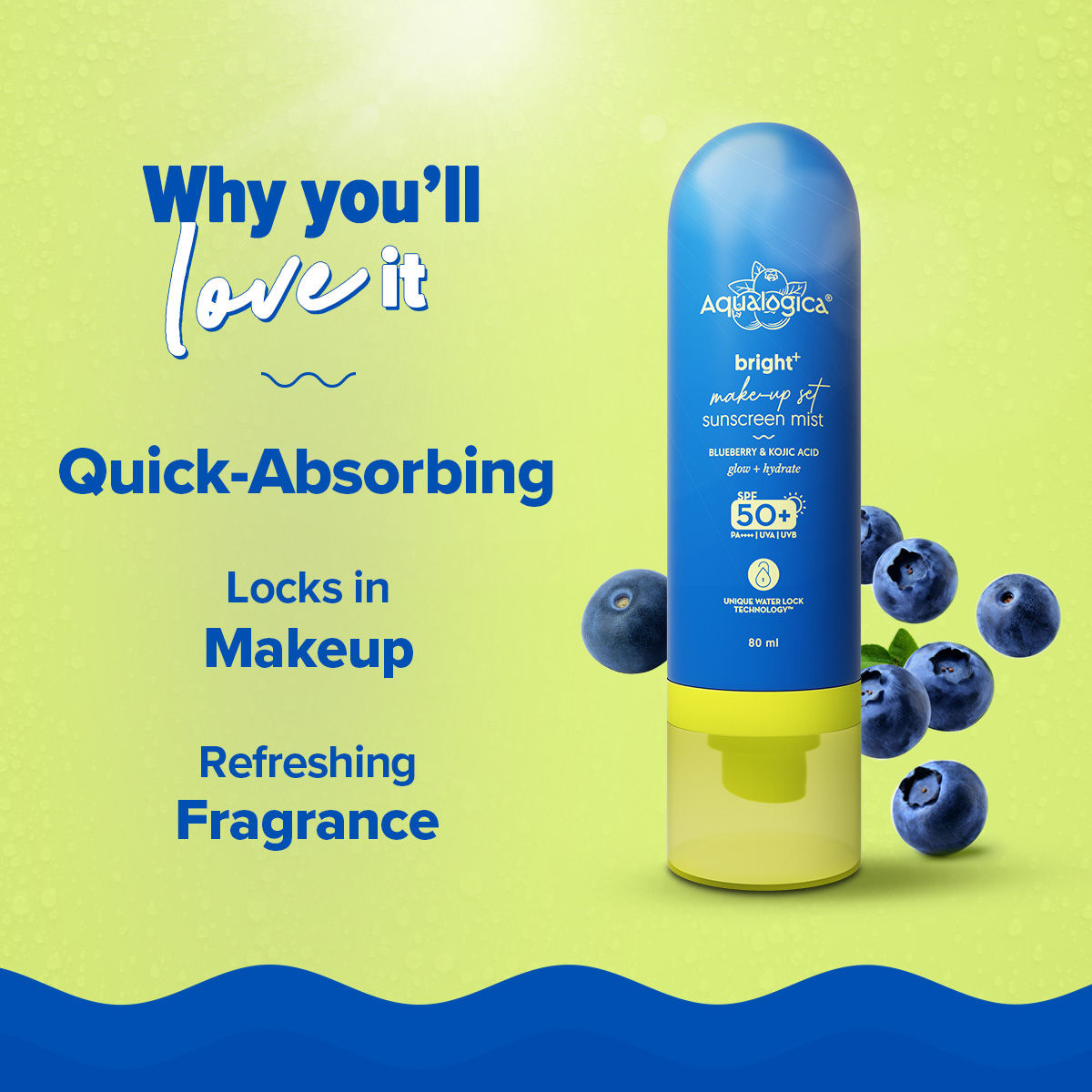 Aqualogica Bright+ Makeup Set Sunscreen Mist SPF 50+