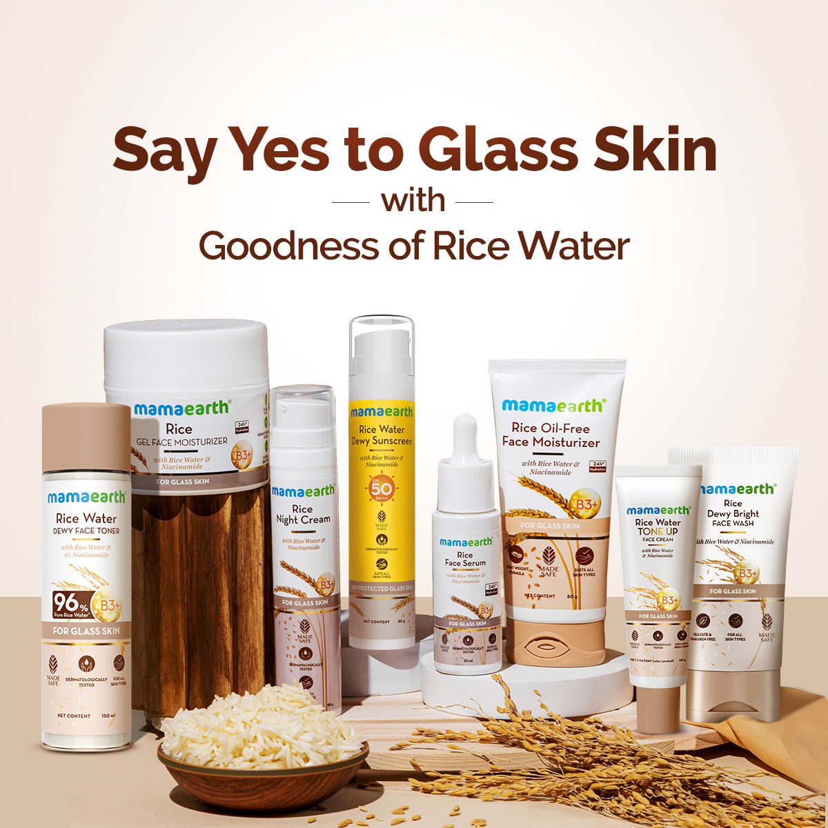 Mamaearth Rice Face Wash With Rice Water & Niacinamide for Glass Skin