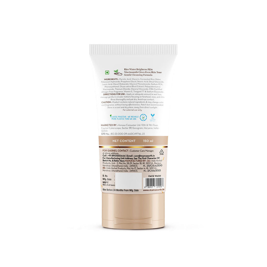 Mamaearth Rice Face Wash With Rice Water & Niacinamide for Glass Skin