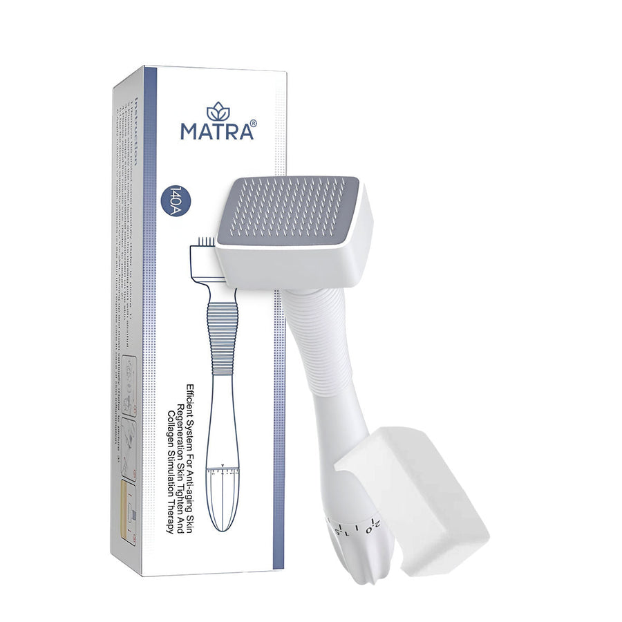 Matra Derma Stamp Skin Roller for Face, Beard & Hair 140 Adjustable Titanium Microneedles 0.25mm-3mm