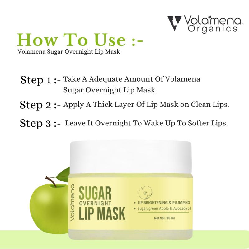 Volamena Overnight Lip Mask With Sugar, Green Apple Extract & Avocado Oil