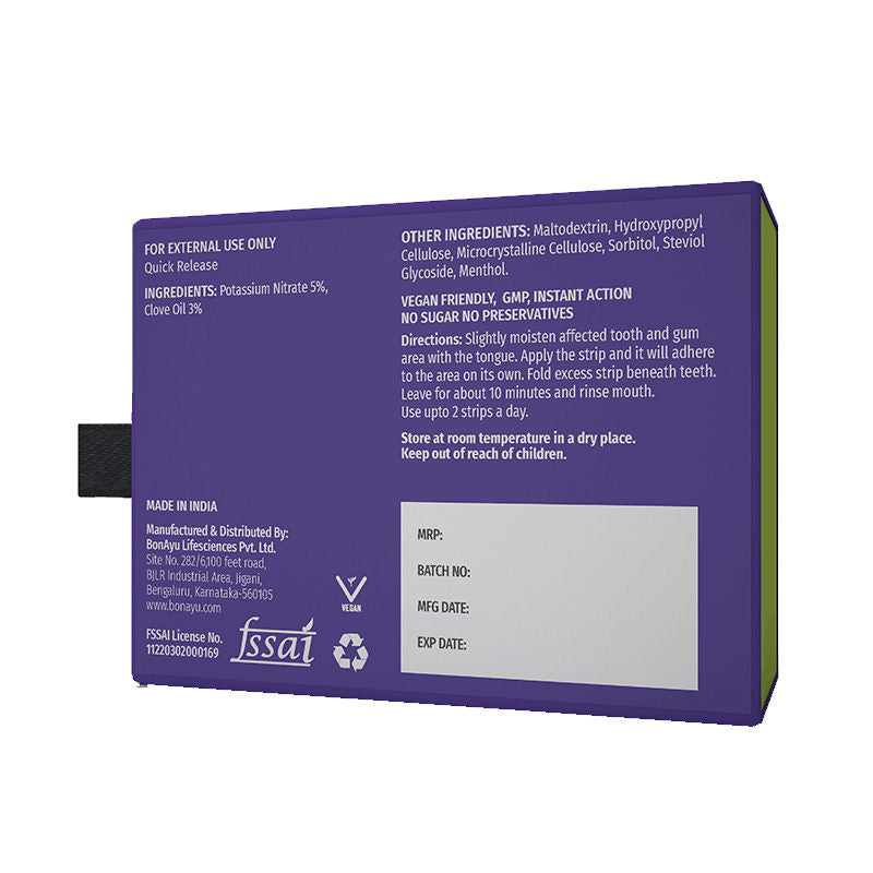 BonAyu Sensitivity Strips reduces Dental Sensitivity with Natural Menthol and clove oil