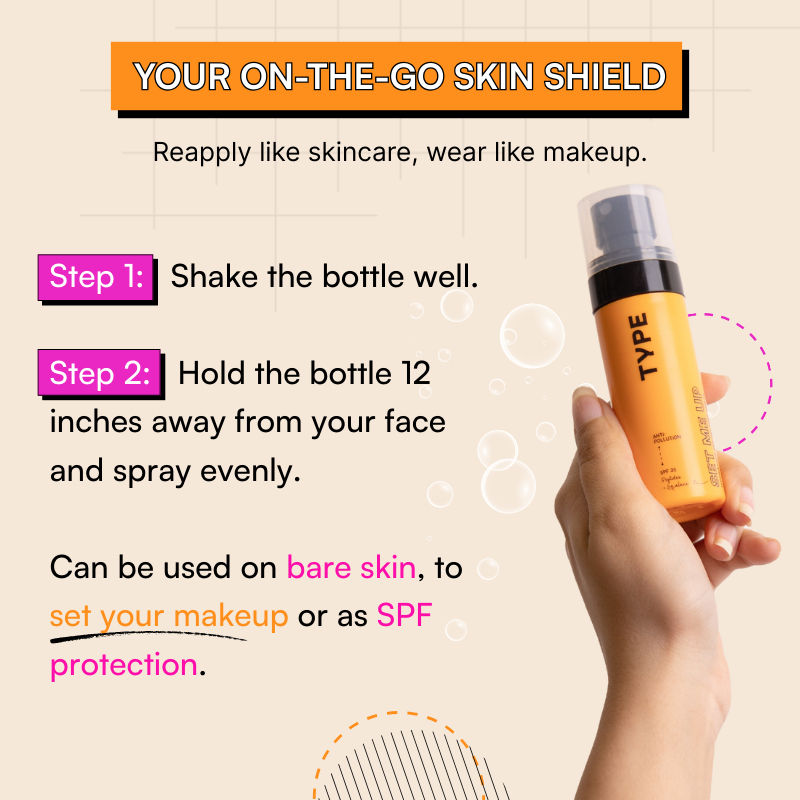 Type Beauty Mattifying Setting Spray SPF 35 PA+++ Face Makeup 12Hr Set For Oily Skin