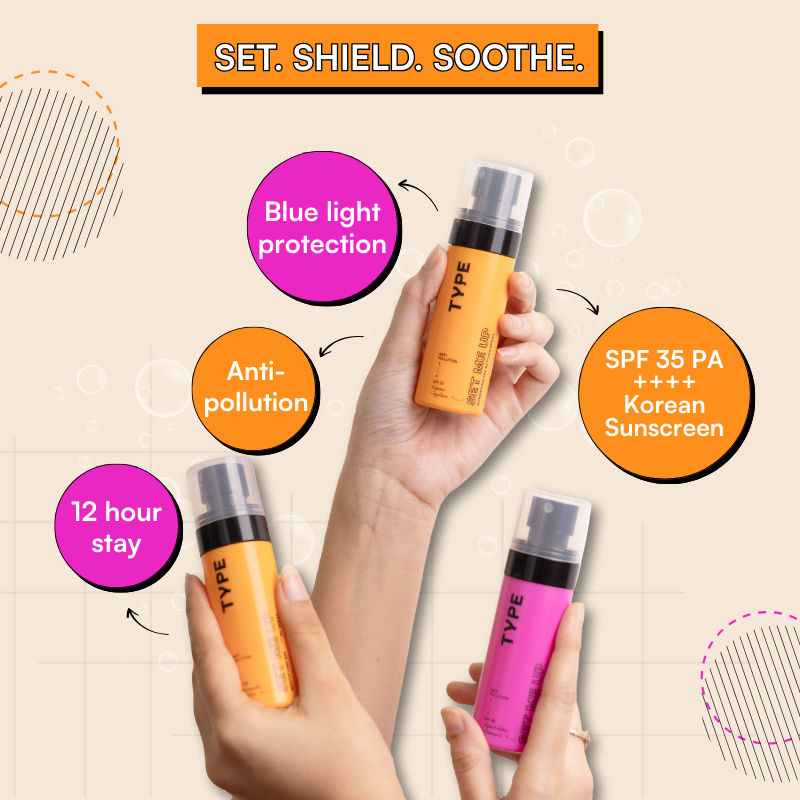 Type Beauty Hydrating Setting Spray SPF 35 PA+++ Face Makeup 12Hr Set For Dry Skin