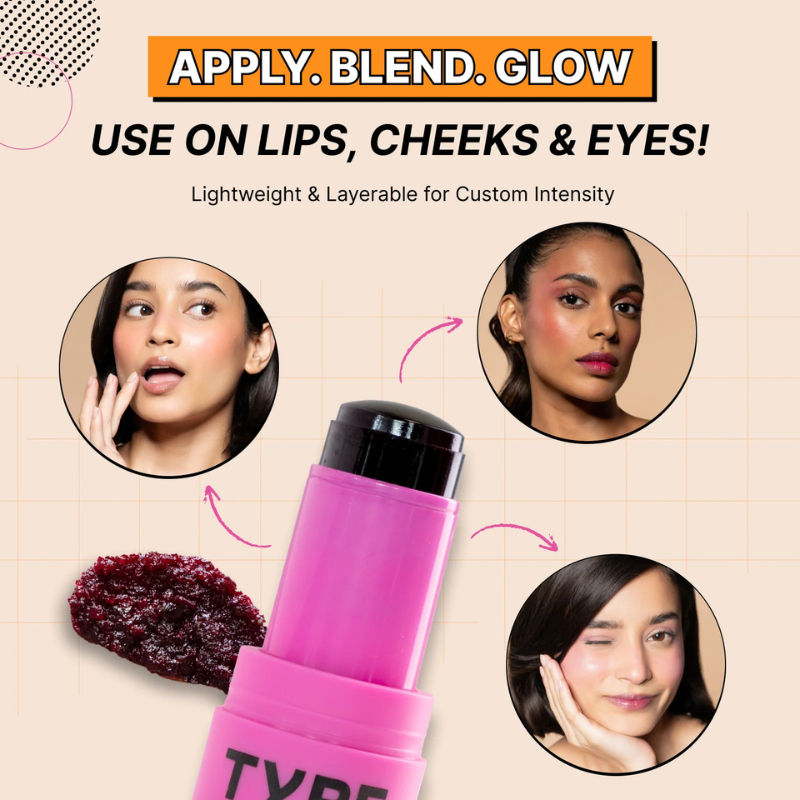 Type Beauty Get Even Hydra Jelly Tint with Vitamin C For Cheeks, Lips and Eyes
