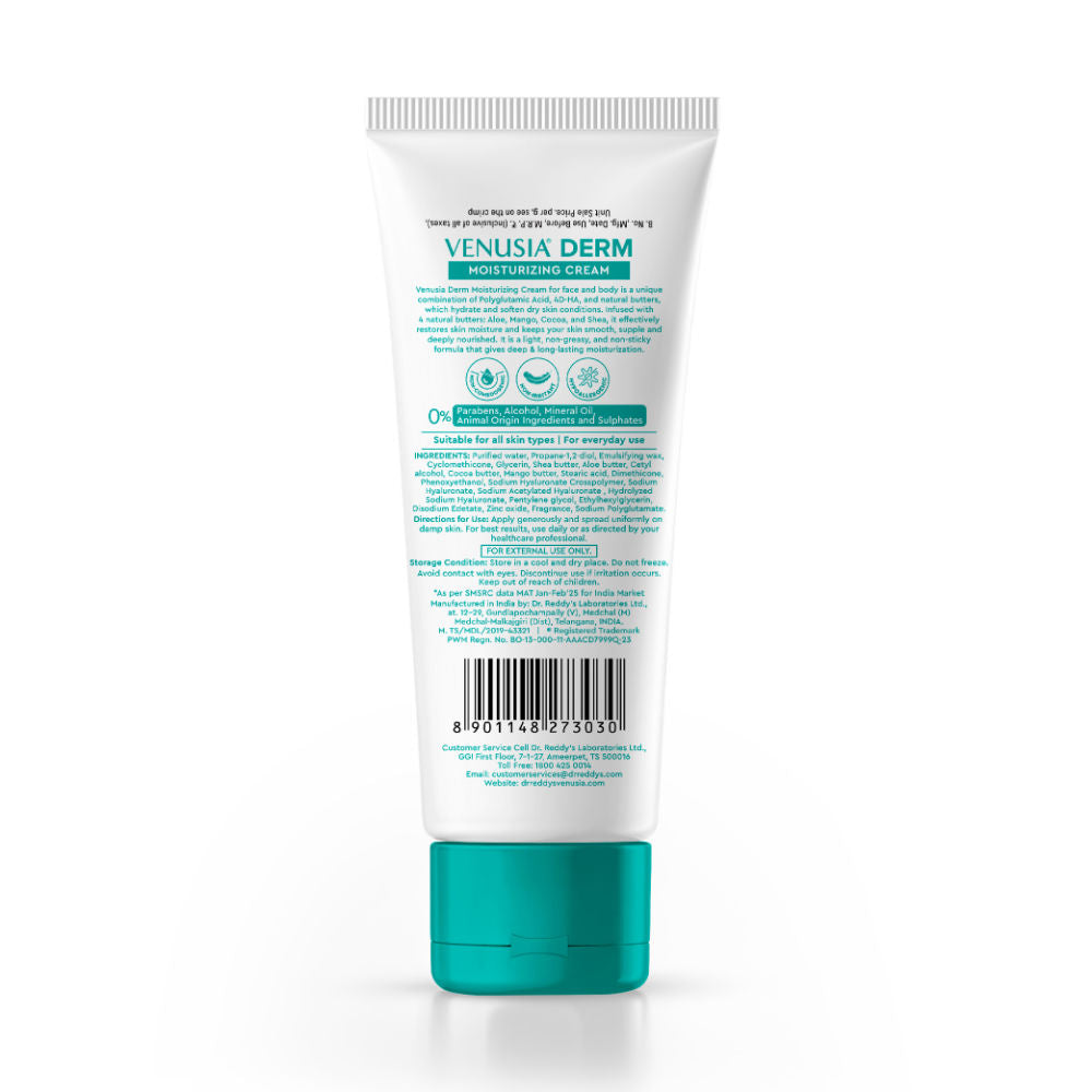 Venusia Derm Moisturizing Lotion | 24-hour Intense Hydration| |Hypoallergenic | 75g
