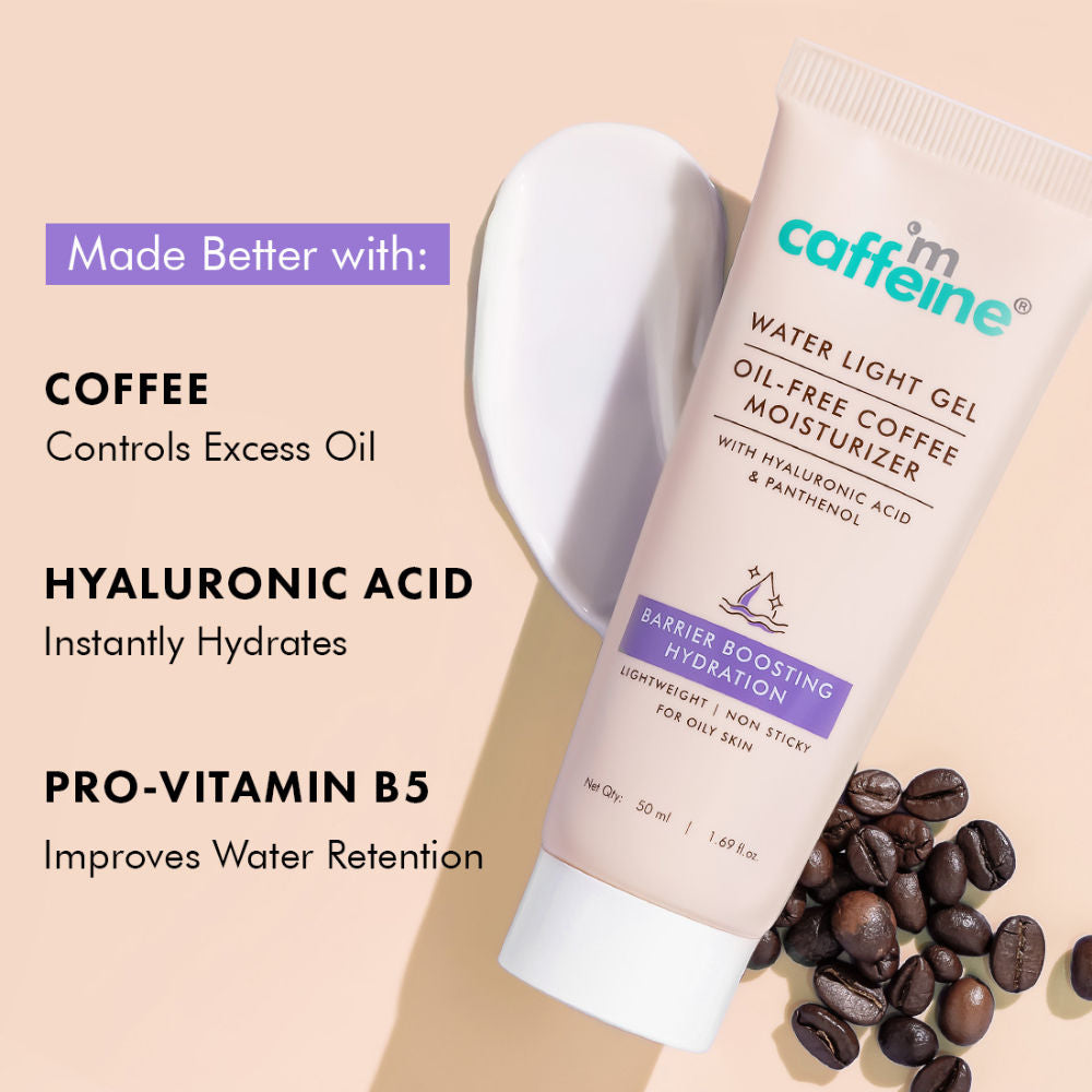 MCaffeine Oil-Free Coffee Face Moisturizer Gel with Hyaluronic Acid & Pro-Vit B5 for Deep Hydration