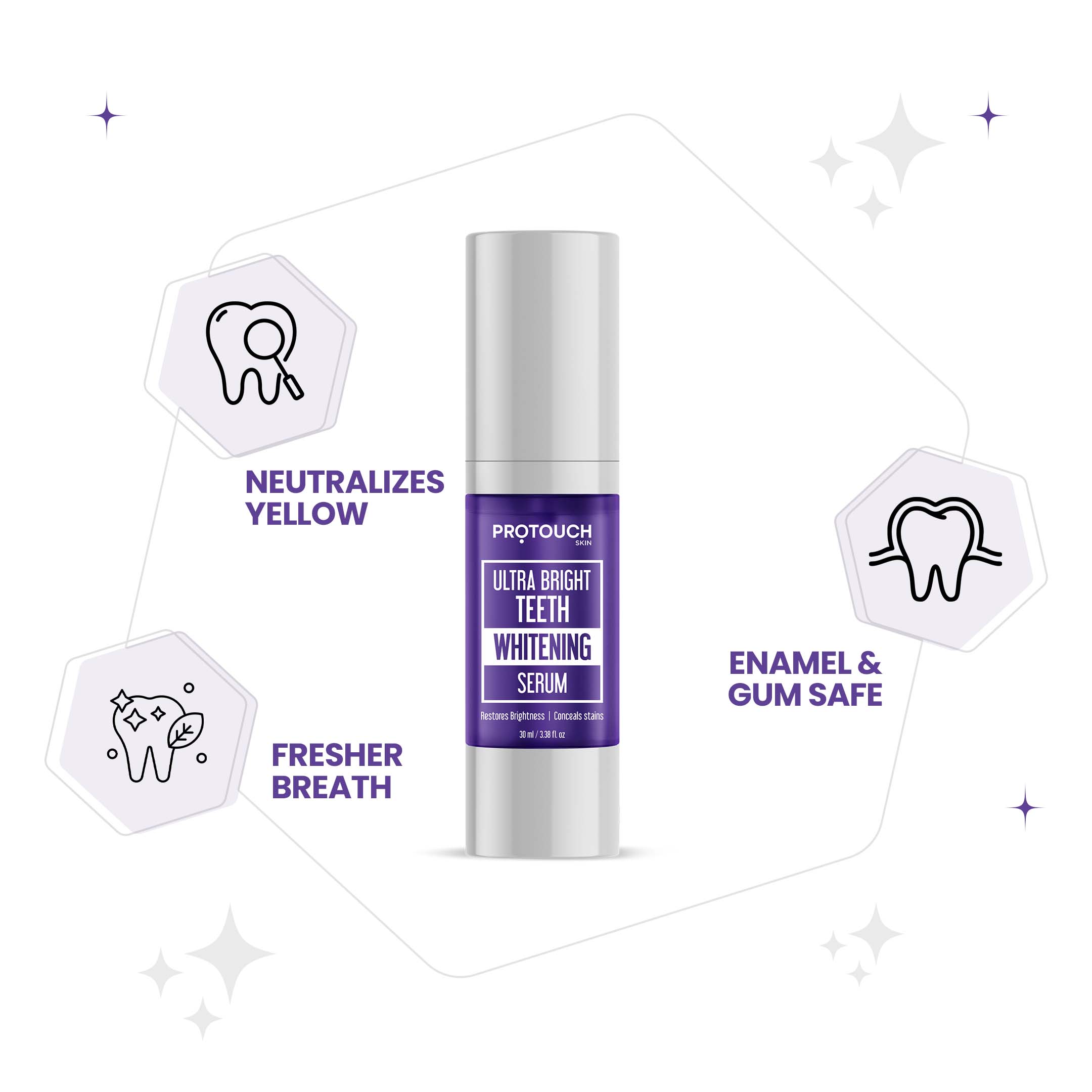 PROTOUCH Ultra Bright Purple Teeth Whitening Toothpaste Serum, Colour Correction