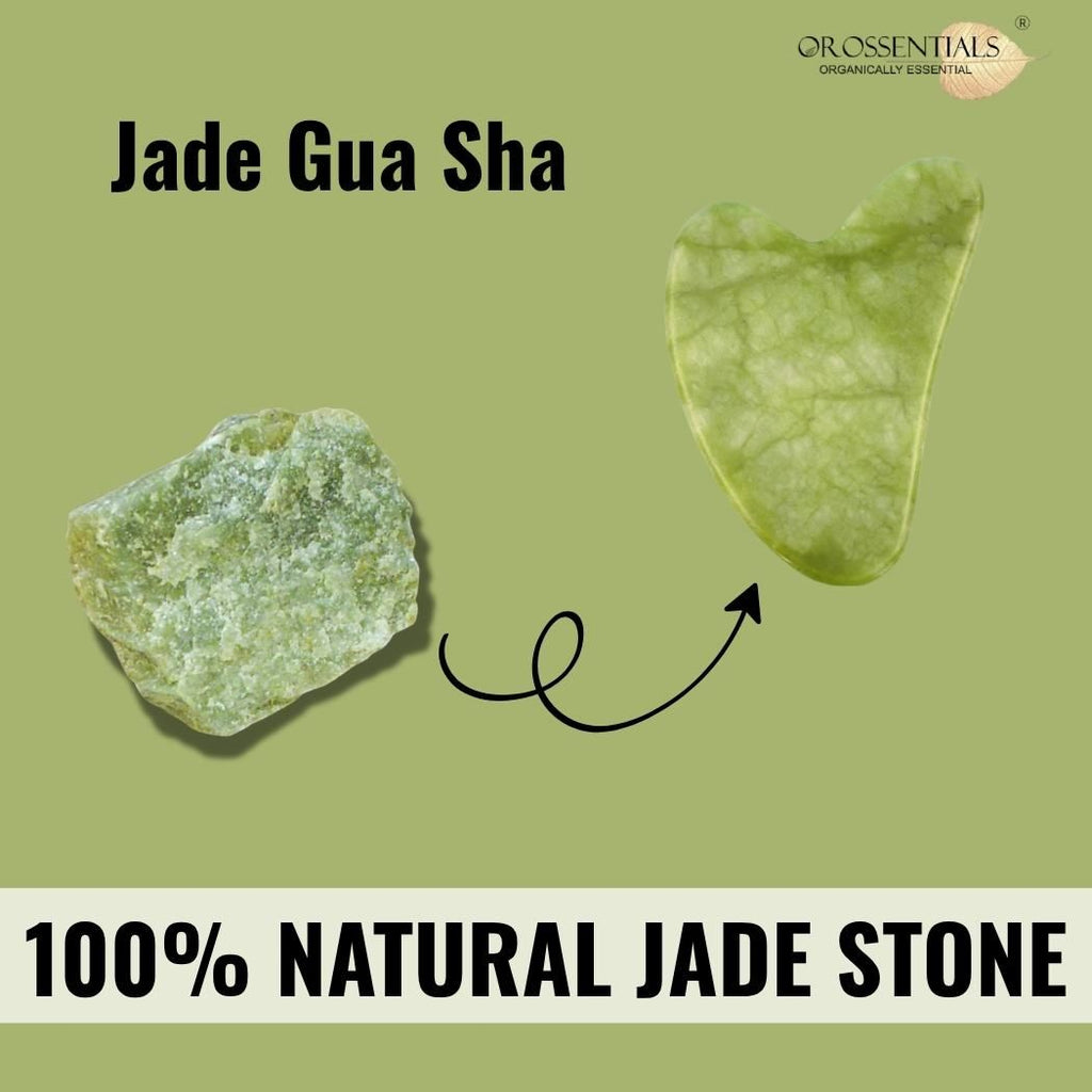 OROSSENTIALS Jade Gua Sha Stone Face Massager For Face, Neck Glow & Skin Brightening