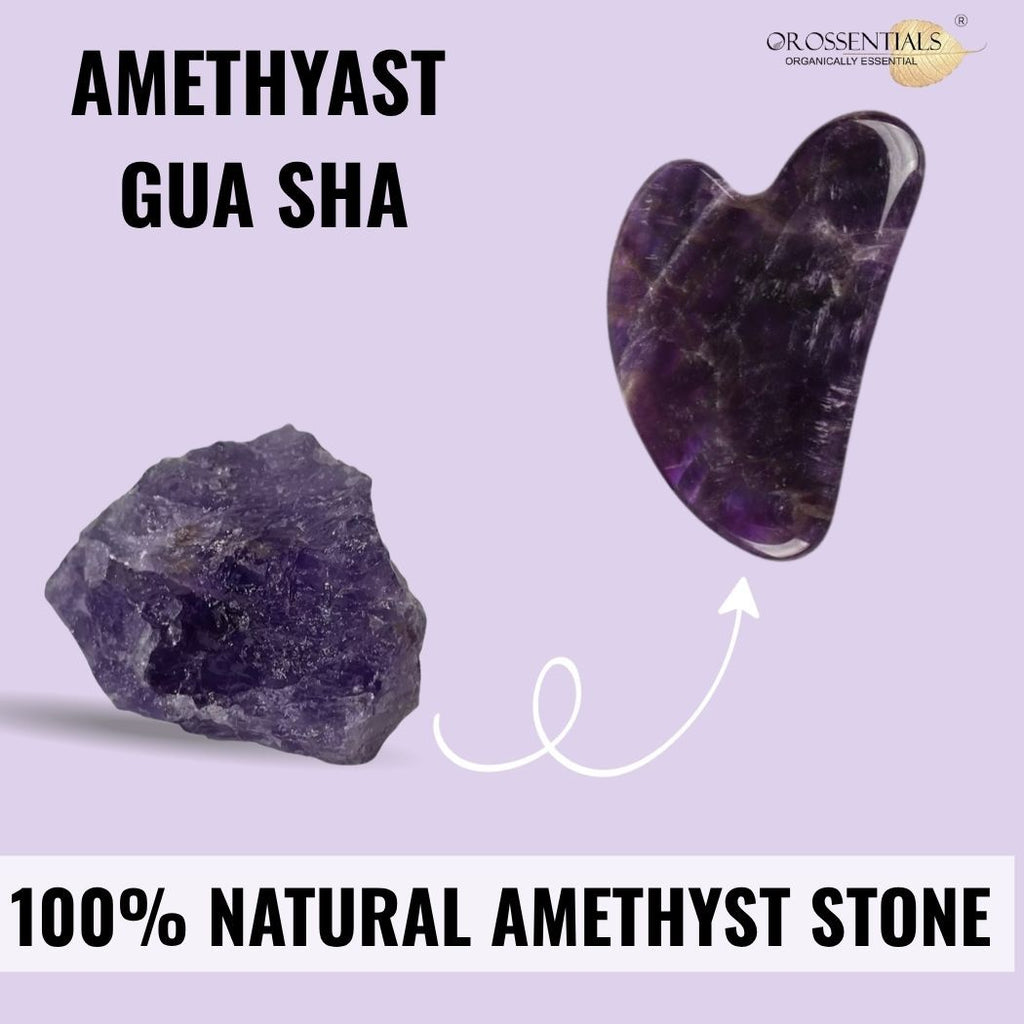 OROSSENTIALS Amethyst Gua Sha Stone Face Massager For Face, Neck Glow & Skin Brightening