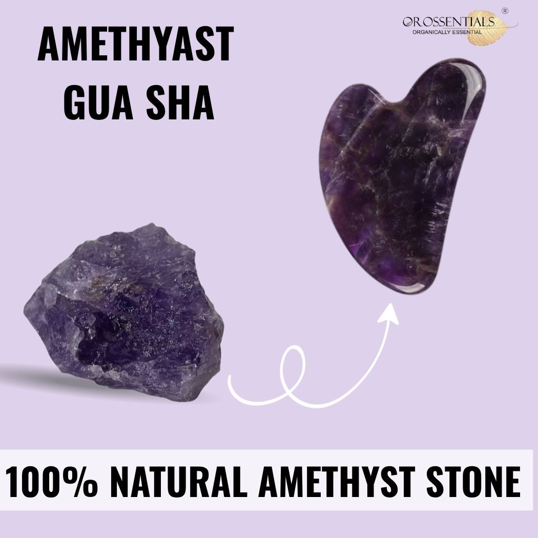 OROSSENTIALS Amethyst Gua Sha Stone Face Massager For Face, Neck Glow & Skin Brightening