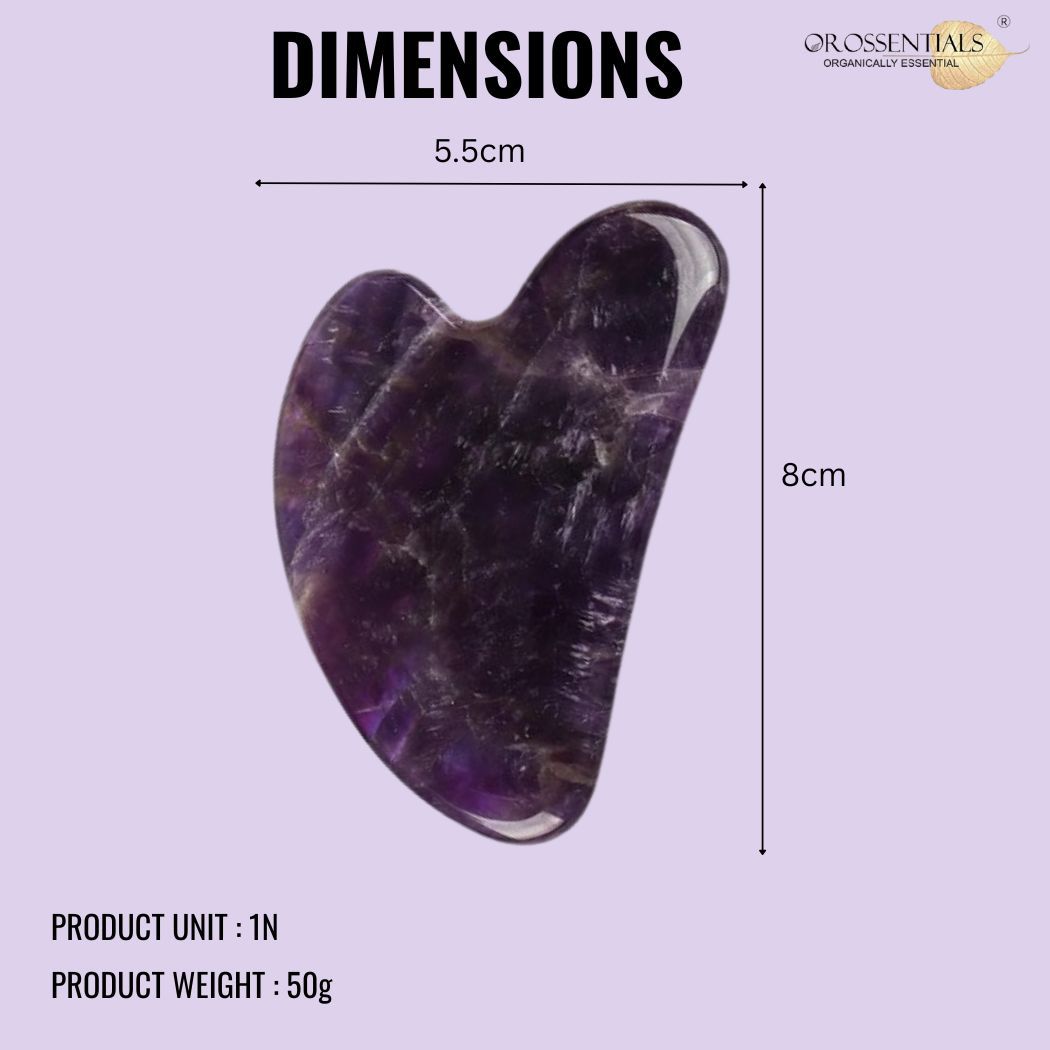 OROSSENTIALS Amethyst Gua Sha Stone Face Massager For Face, Neck Glow & Skin Brightening