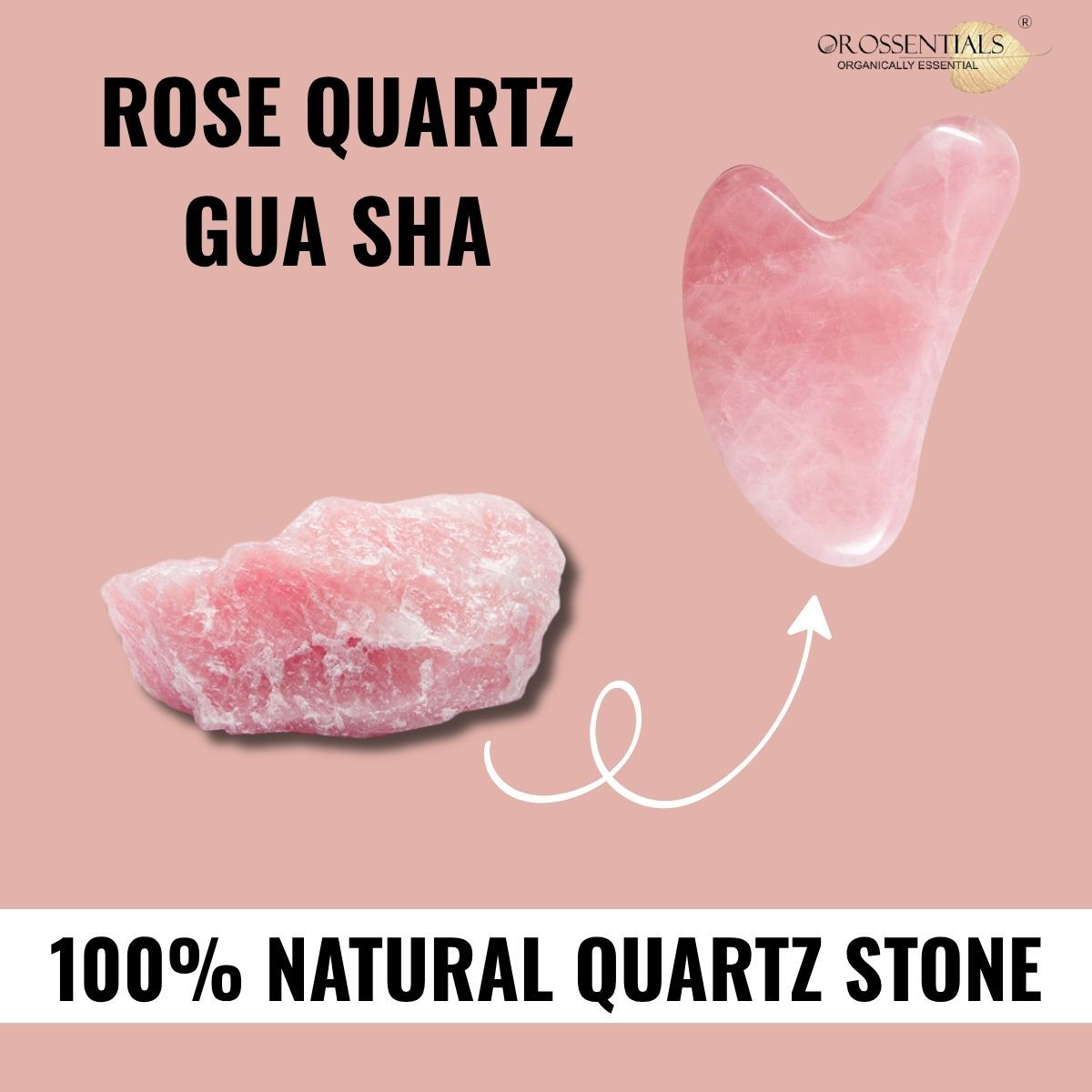 OROSSENTIALS Rose Quartz Gua Sha Stone Face Massager For Face, Neck Glow & Skin Brightening