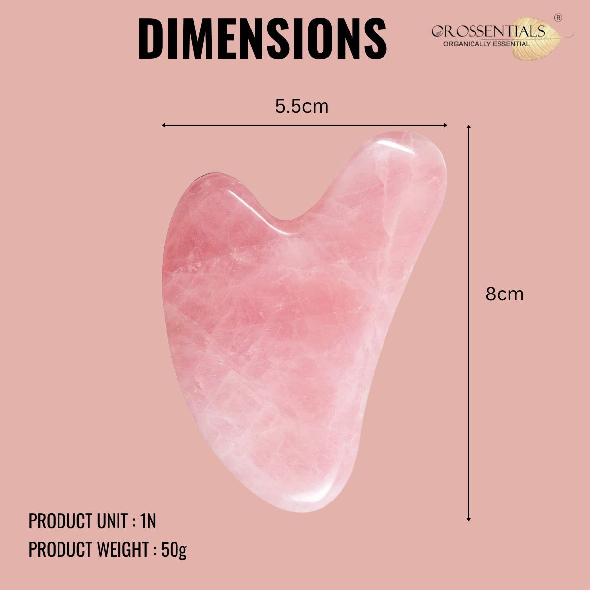 OROSSENTIALS Rose Quartz Gua Sha Stone Face Massager For Face, Neck Glow & Skin Brightening