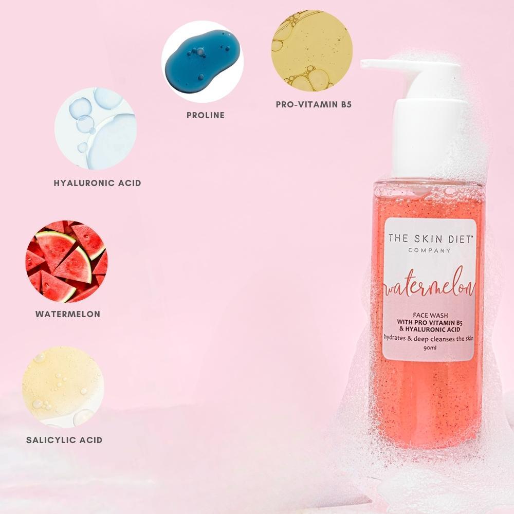 THE SKIN DIET COMPANY Watermelon Hyaluronic + Salicylic Acid Face Wash for Dull, Dry & Oily Skin