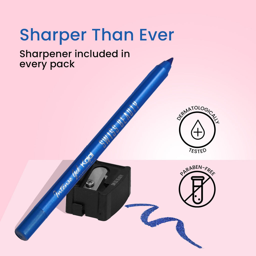 Swiss Beauty Intense Gel Kajal 12-Hour Stay Smudge-Proof with Sharpener