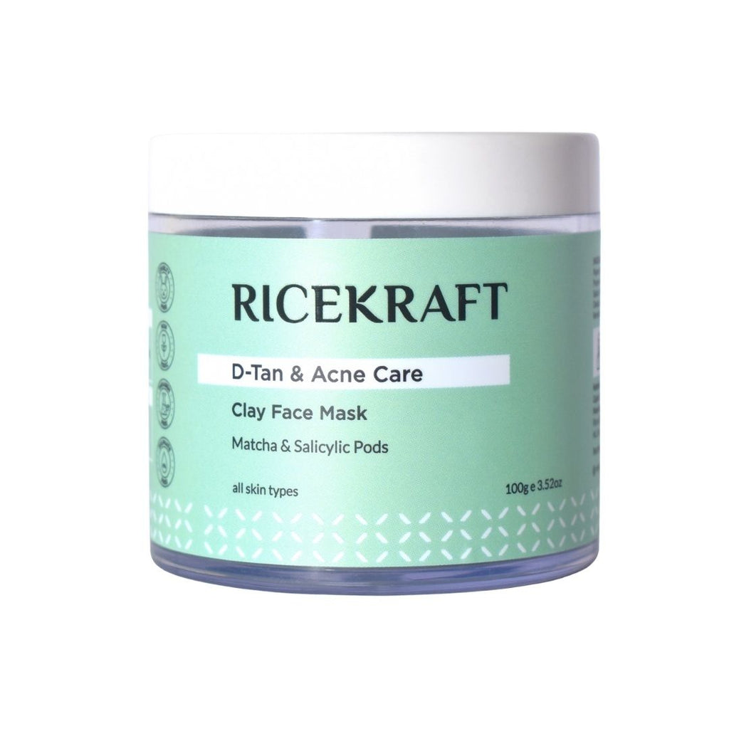 Ricekraft D-Tan & Acne Care Matcha Clay Face Mask With Rice & Salicylic Acid Pods