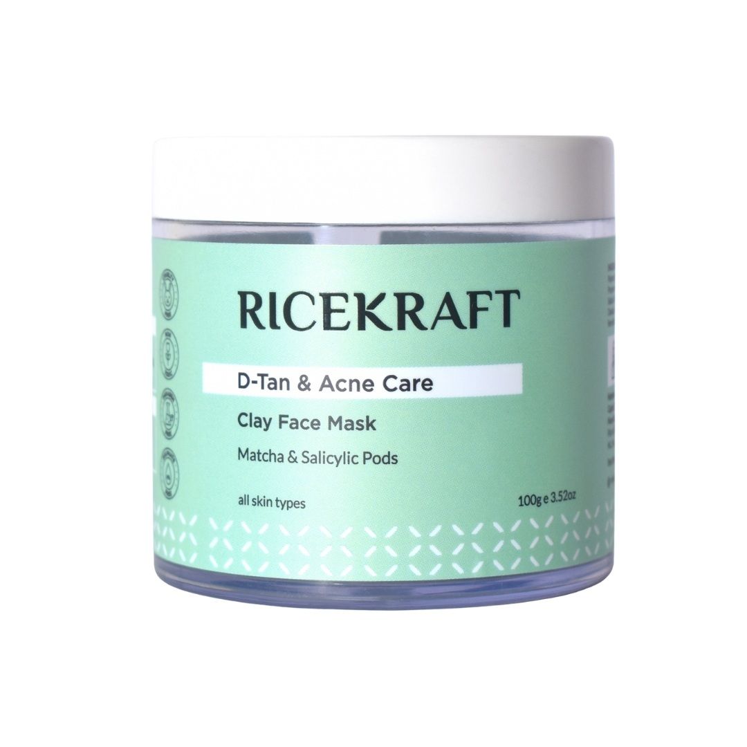 Ricekraft D-Tan & Acne Care Matcha Clay Face Mask With Rice & Salicylic Acid Pods
