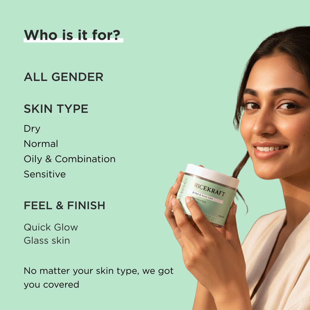 Ricekraft D-Tan & Acne Care Matcha Clay Face Mask With Rice & Salicylic Acid Pods