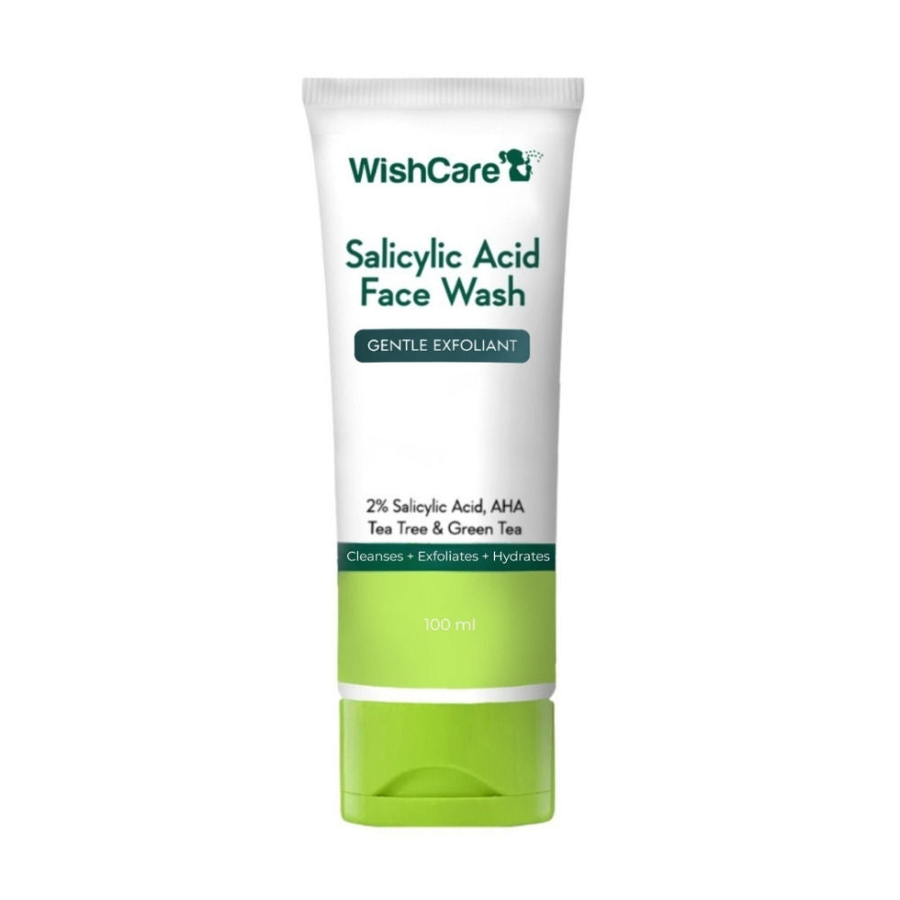 WishCare 2% Salicylic Acid Face Wash with AHA, Greentea & Tea Tree -Oil Control-Reduces Sebum & Acne