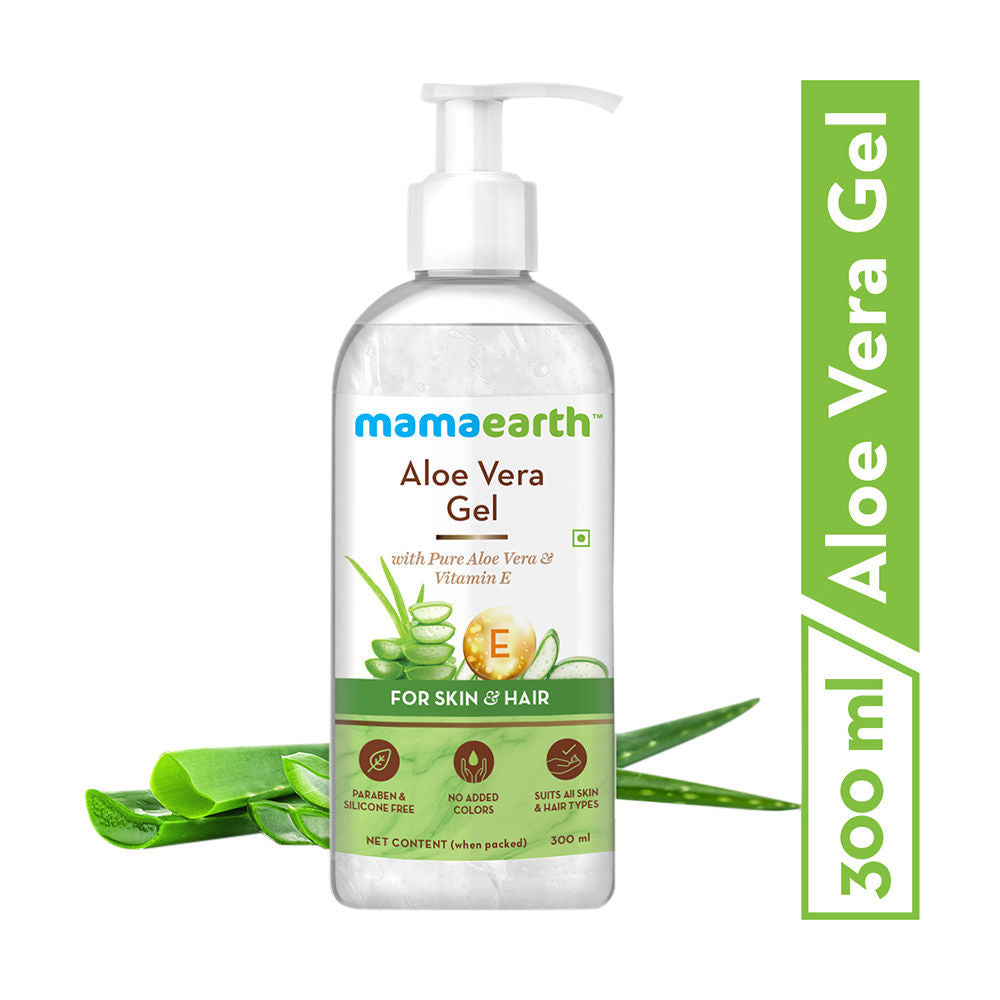 Mamaearth Aloe Vera Gel with Pure Aloe Vera & VitaminE for Skin & Hair 300ml| Hydrates, Soothes Skin