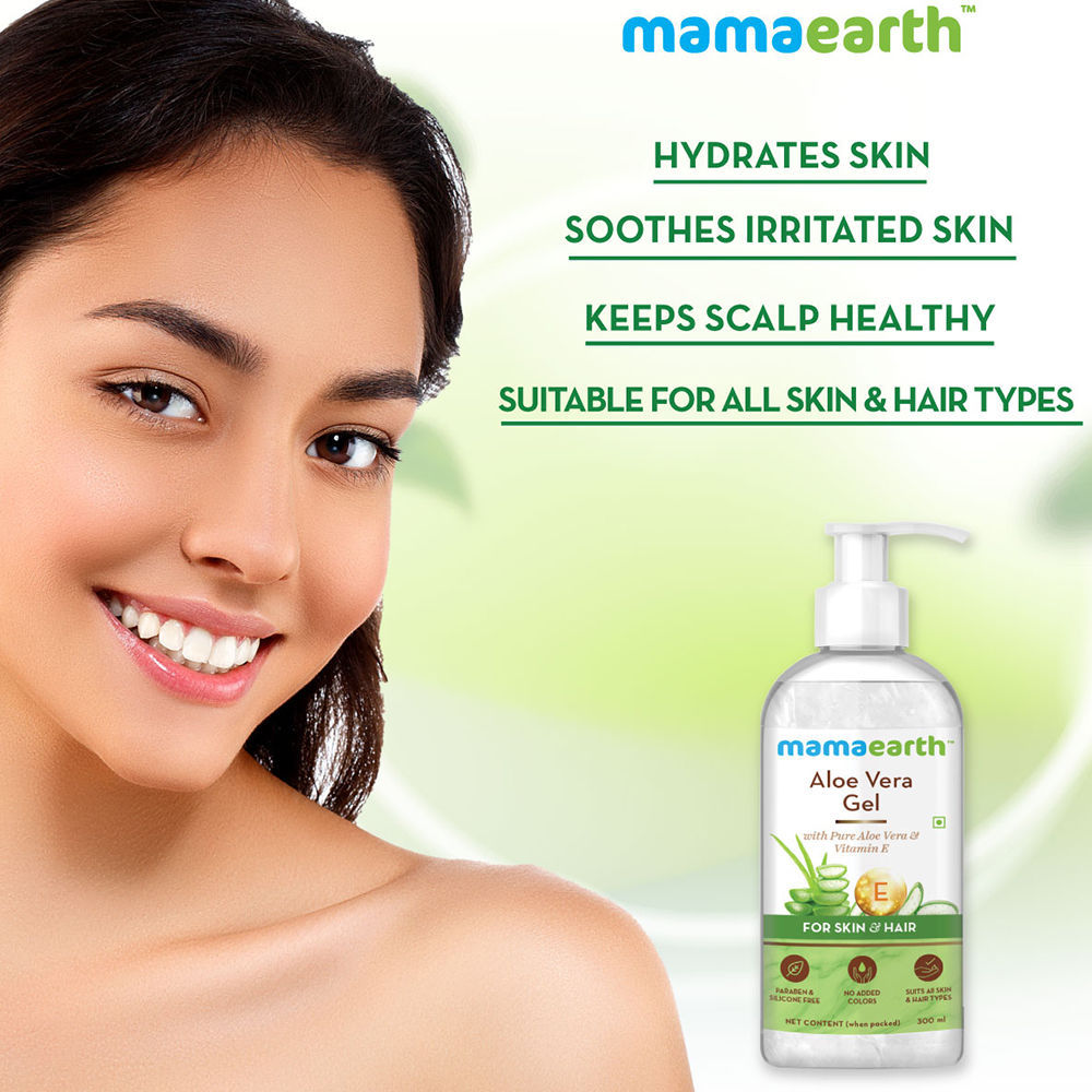 Mamaearth Aloe Vera Gel with Pure Aloe Vera & VitaminE for Skin & Hair 300ml| Hydrates, Soothes Skin