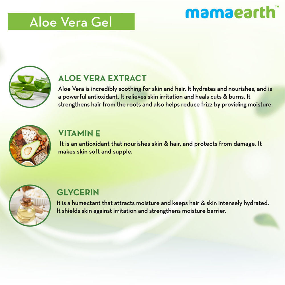 Mamaearth Aloe Vera Gel with Pure Aloe Vera & VitaminE for Skin & Hair 300ml| Hydrates, Soothes Skin
