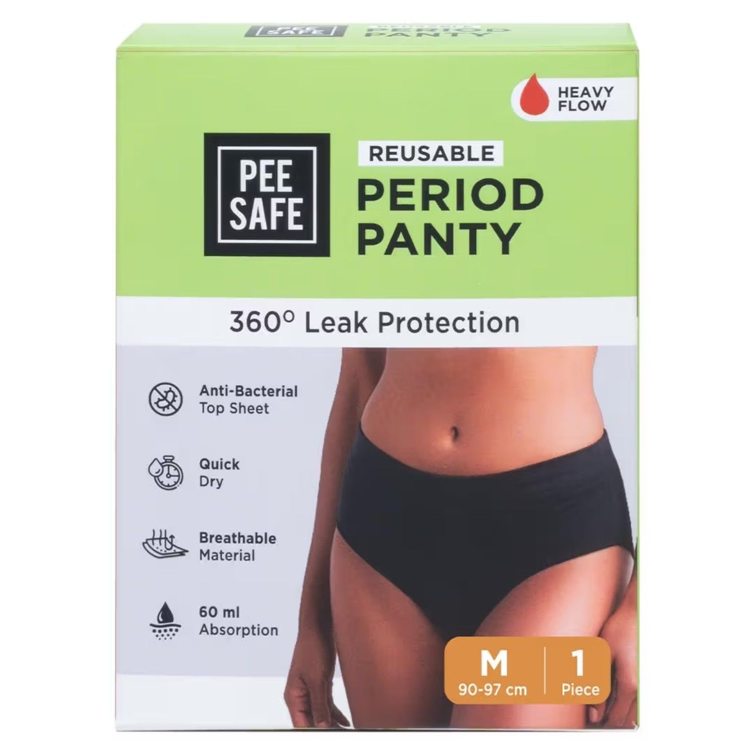 Pee Safe Cotton Reusable Period Panty - Rash Free Comfort Menstrual Underwear - Up To 60 Wash