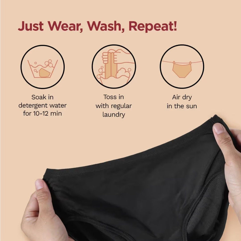 Pee Safe Cotton Reusable Period Panty - Rash Free Comfort Menstrual Underwear - Up To 60 Wash