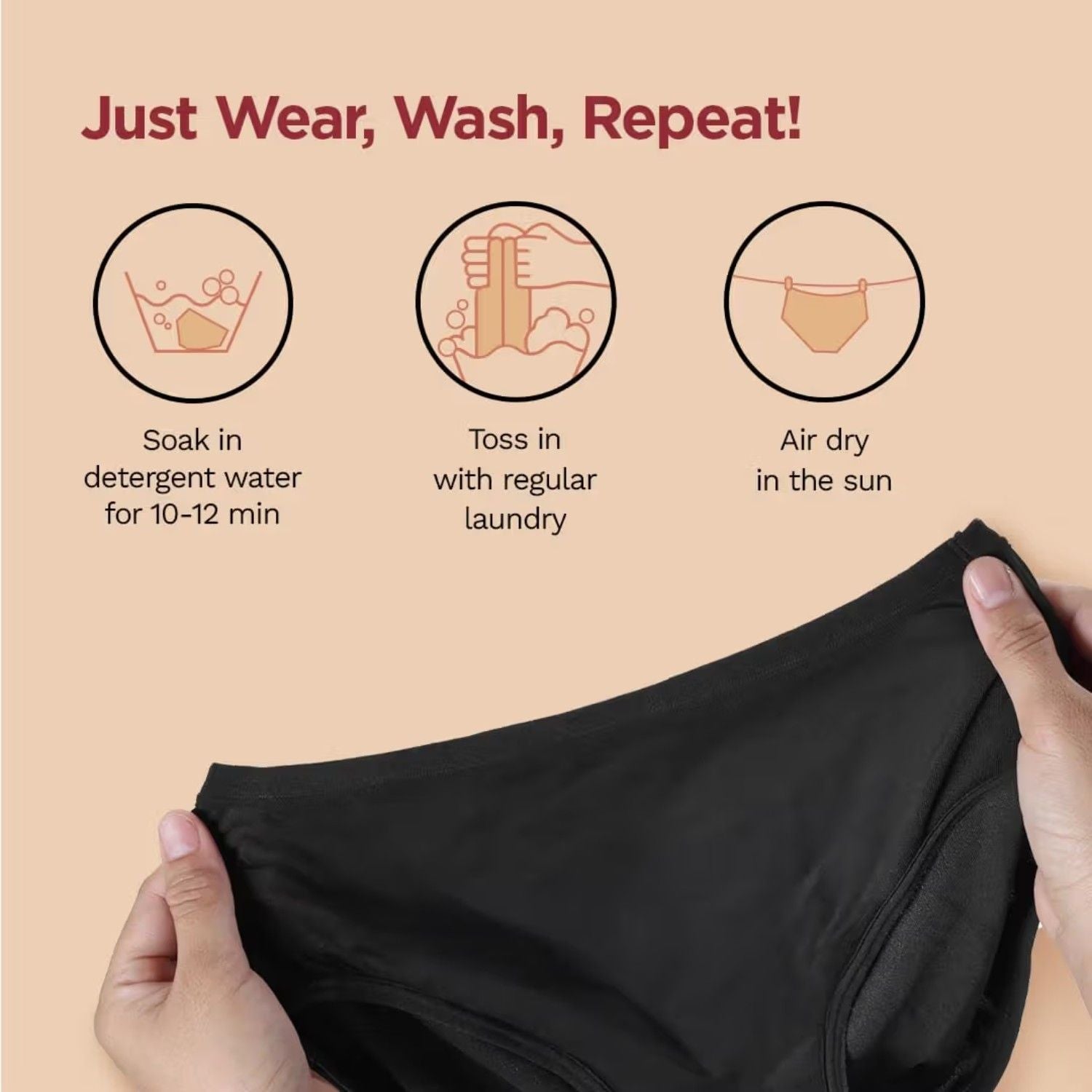 Pee Safe Cotton Reusable Period Panty - Rash Free Comfort Menstrual Underwear - Up To 60 Wash
