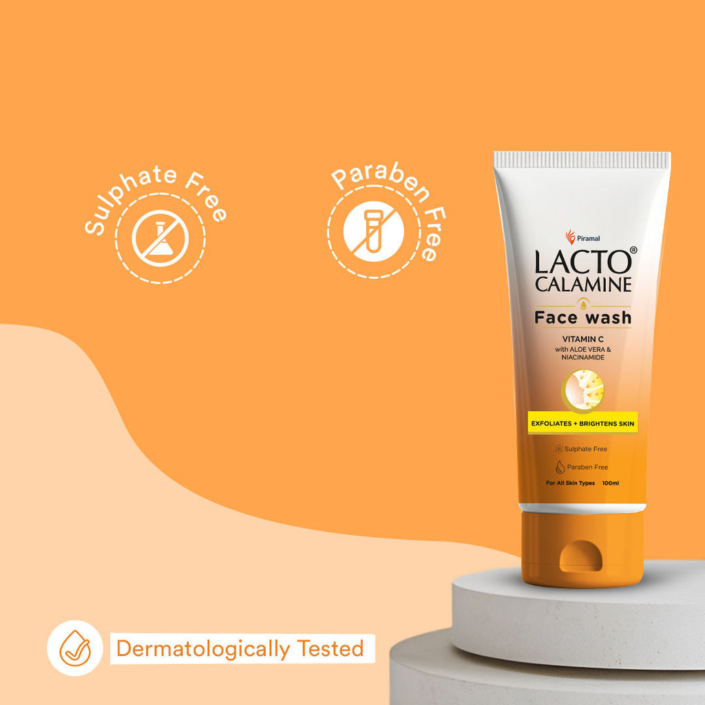 Lacto Calamine Vitamin C Face Wash With Aloe Vera & Niacinamide For Glowing & Skin Brightening