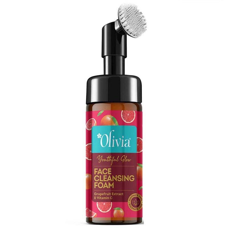 Olivia Youthful Glow Face Cleansing Foam –With Grapefruit Extract & Vitamin C for Bright, Even Skin